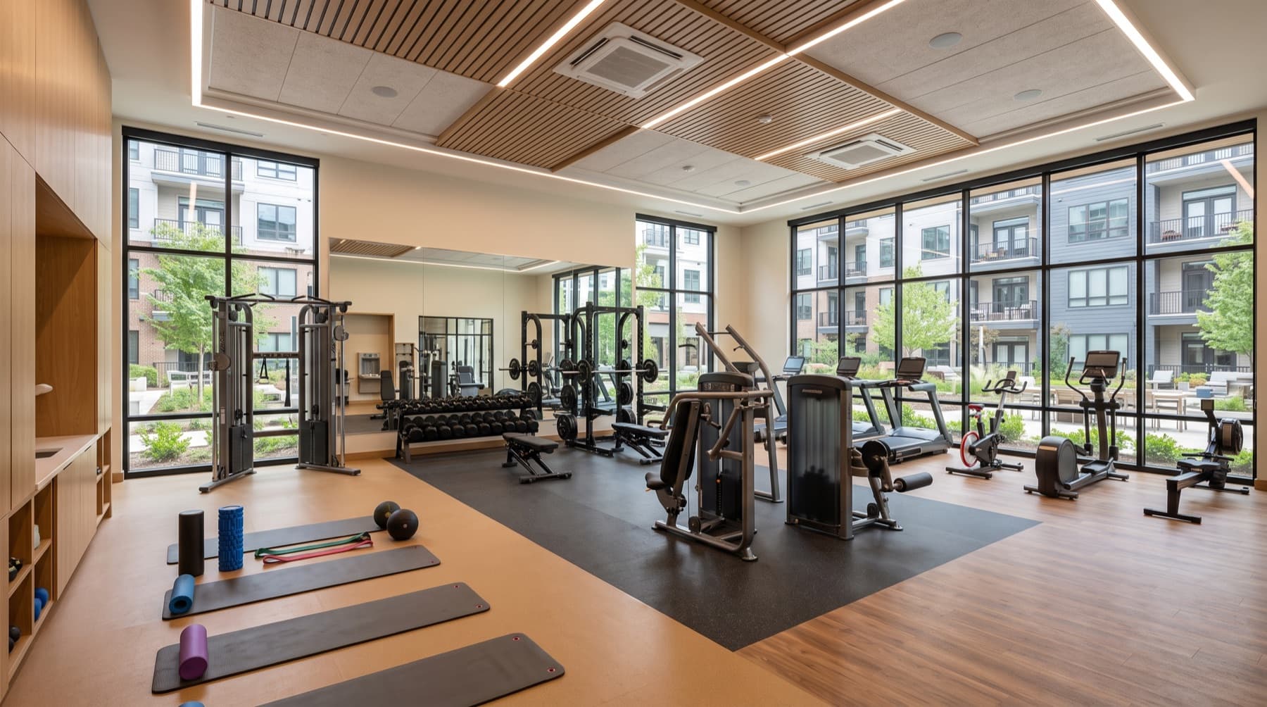 Commercial fitness facility interior