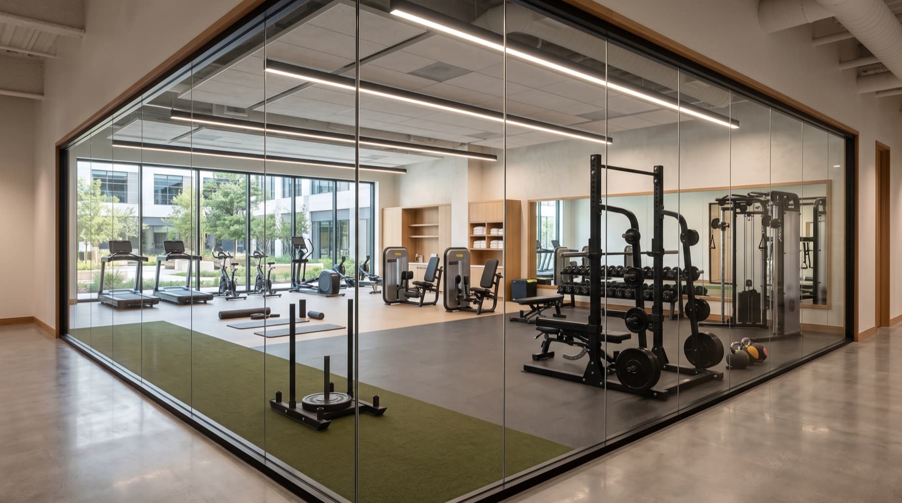 Commercial gym equipment and finishes