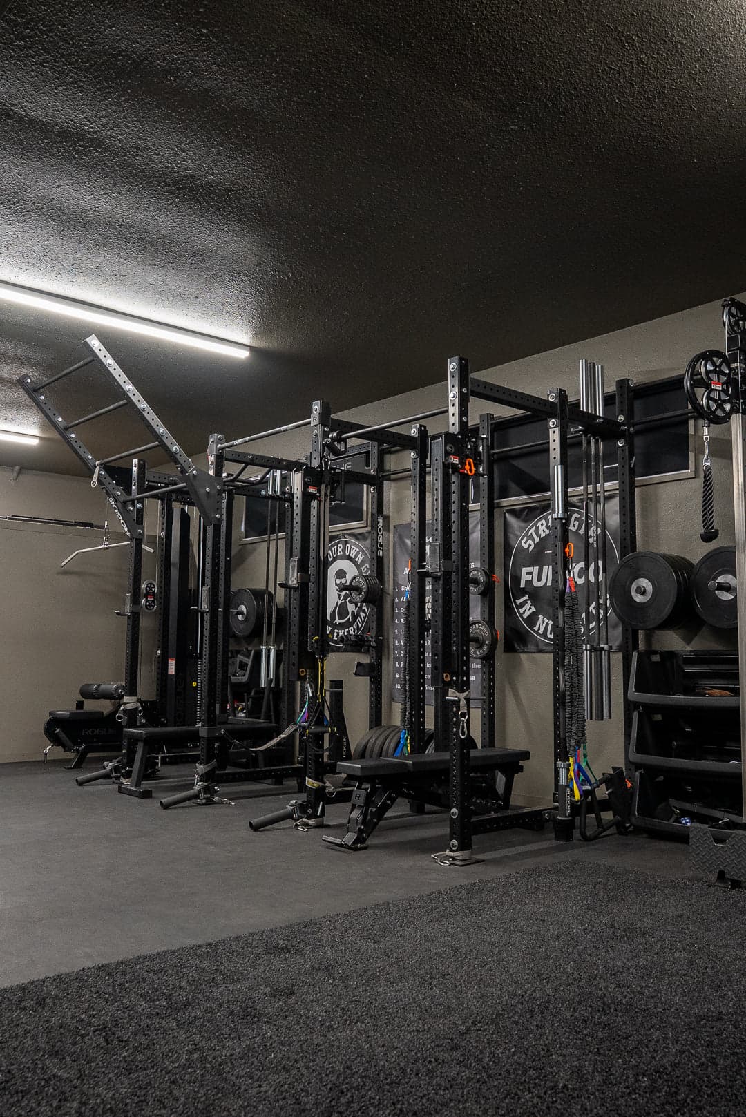 Custom permanent gym build with racks